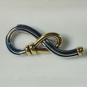 Erwin Pearl Mixed Metal Rope Knot Brooch – 3” x 1.25”